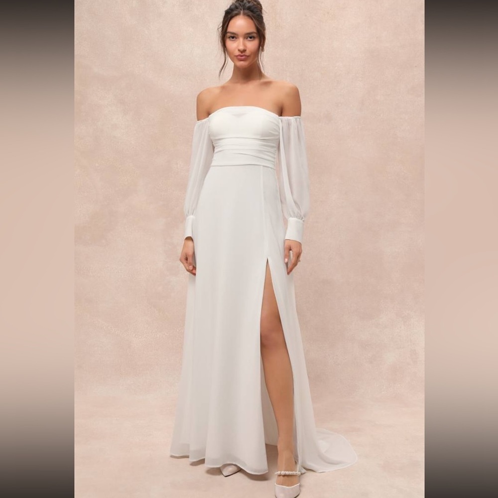 Lulus Adorna White Off-the-Shoulder Maxi Dress